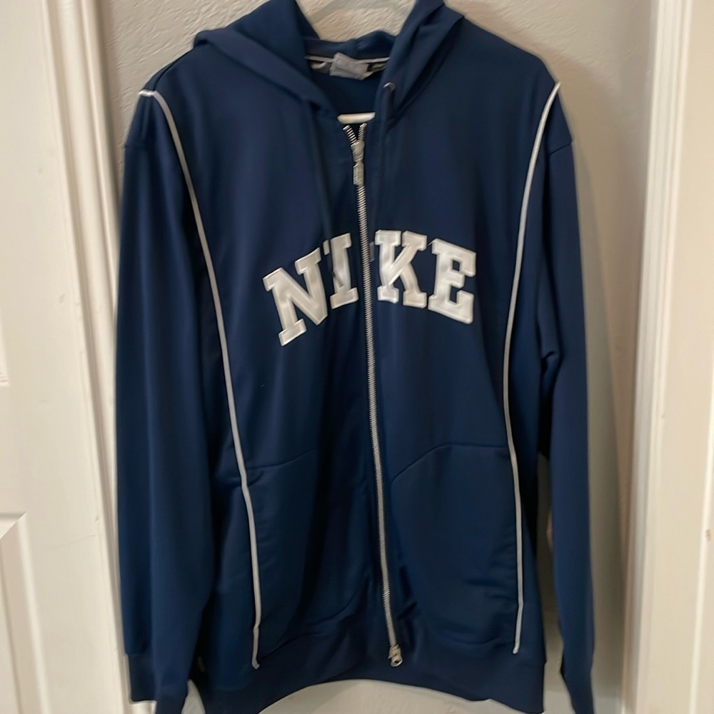 Men’s Nike hoodie zip-up jacket, Navy & White, XL